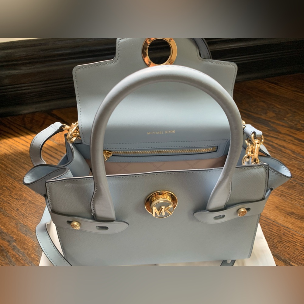 Michael Kors Blue Satchel with Gold Hardware - Picture 7 of 11